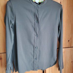 Helmut Lang Women's Green Front Pleated Blouse size XS